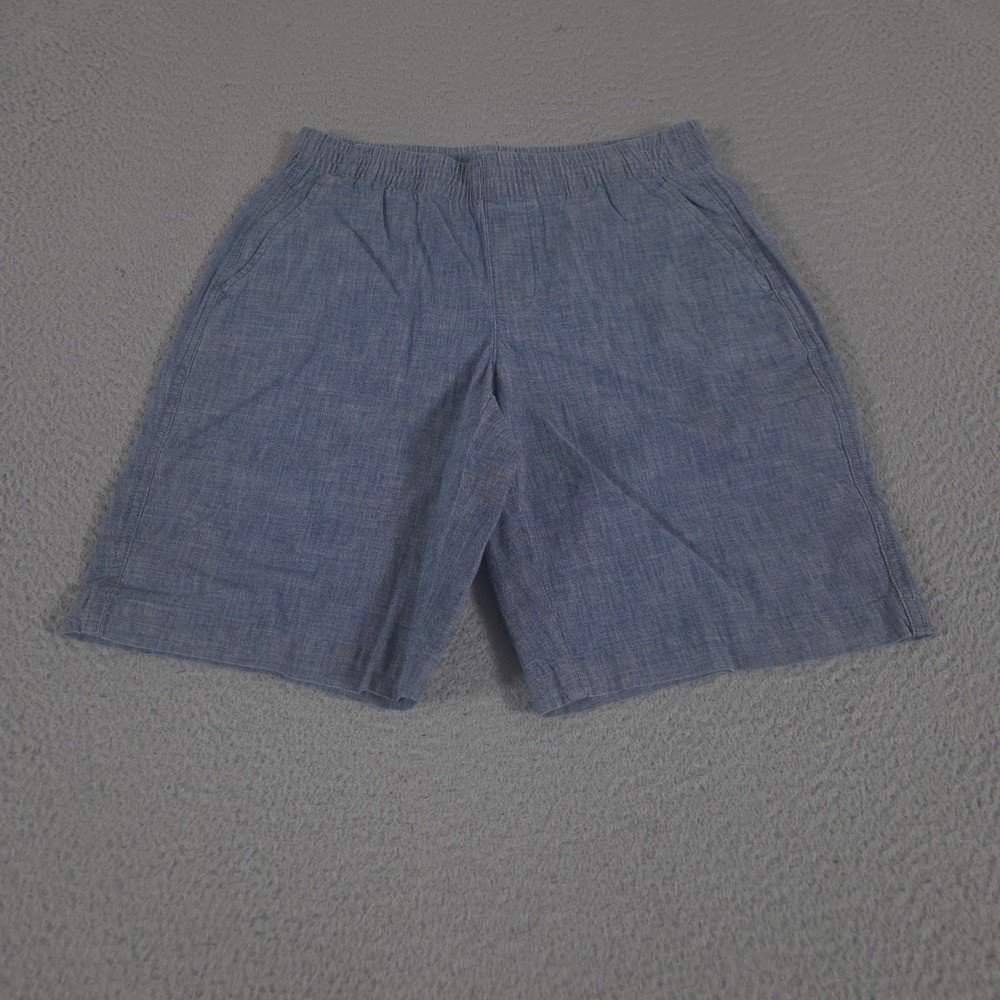 Lands' End Shorts Womens 2 Petite Mid Rise Pull On Chino Cotton Stretch Chambray